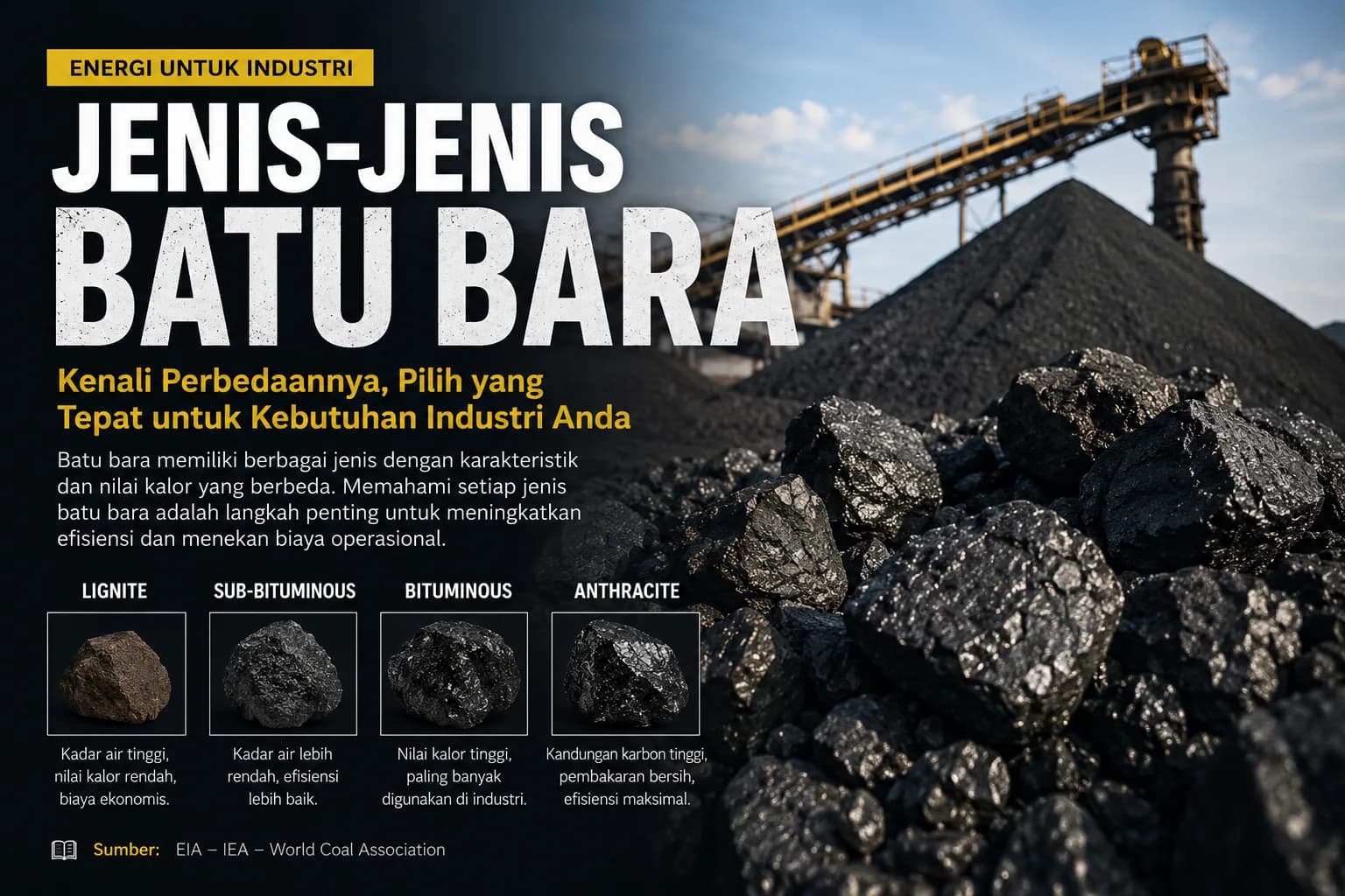 Don't Make the Wrong Choice. Discover the 4 Types of Coal Before Using Them in Your Industry